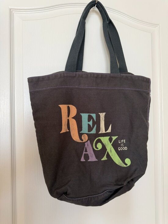 Life is Handbags - Life Is Good RELAX Distressed Canvas Blue Tote Bag